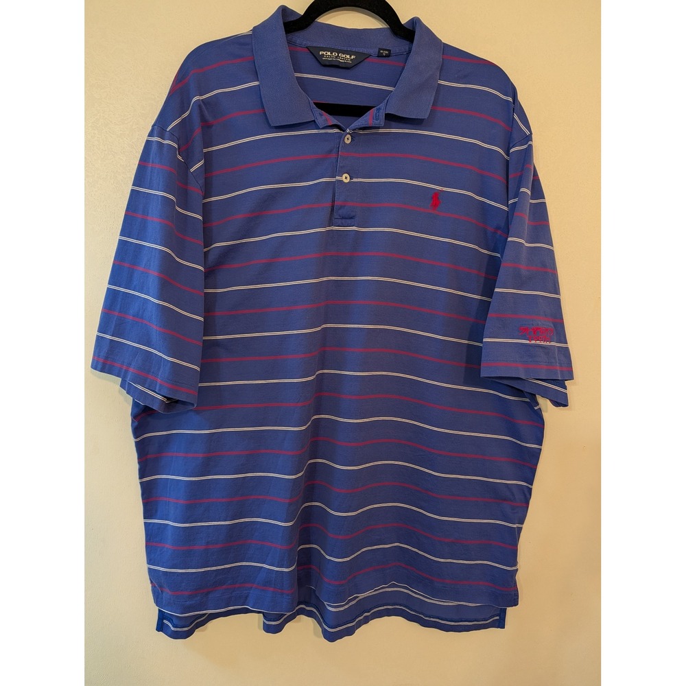 Polo Golf Ralph Lauren Striped Polo Shirt Men's‎ XXL Blue Red White Sharks Tooth